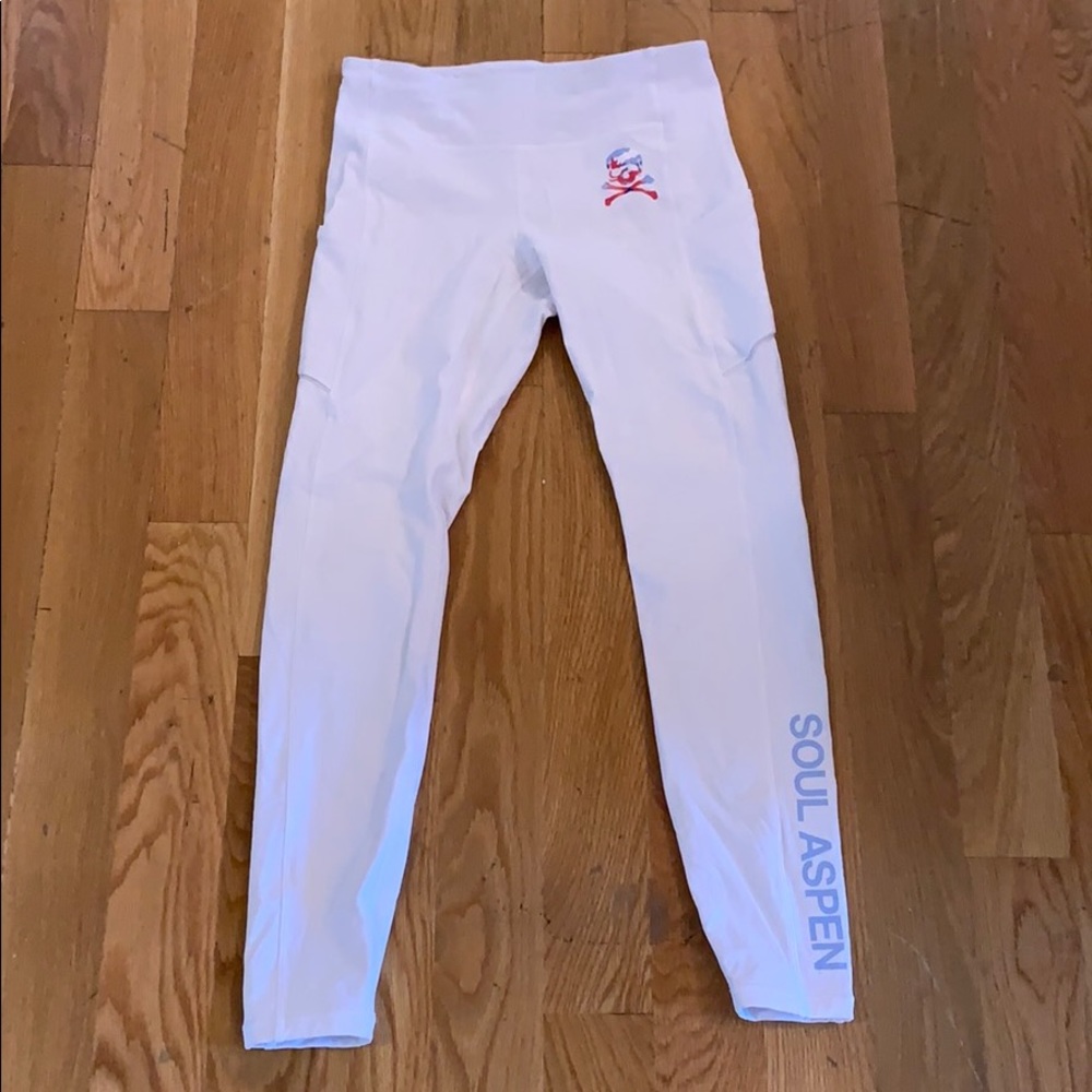 White Lululemon Leggings with Skull + Aspen